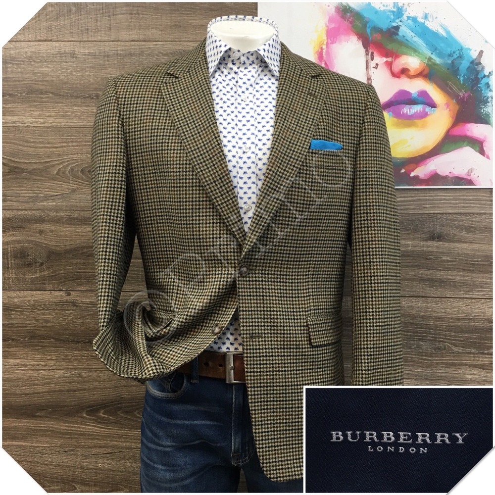 VINTAGE BURBERRY Mens Wool Blazer Sport Coat Casual Jacket Size 42R Classic Suit